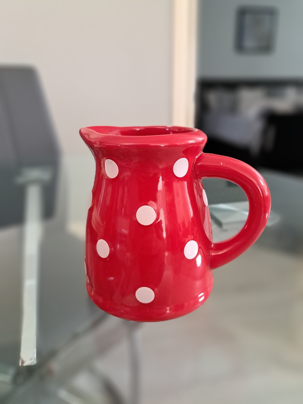 Red Polka Dot Ceramic Pitcher